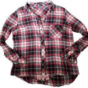 KUT from the Kloth Womens Plaid Gauze Long Sleeve Button Up Shirt Top Size M